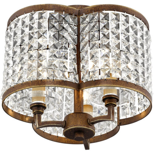 3 Light Palacial Bronze Ceiling Light fixture with Steel base material-Lighting LumensFlush Mount Ceiling Lights