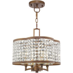 4 Light Palacial Bronze with Gilded Accents Mini Chandelier/Flush Mount with Clear Crystals Shade-Lighting LumensChandeliers