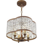 4 Light Palacial Bronze with Gilded Accents Mini Chandelier/Flush Mount with Clear Crystals Shade-Lighting LumensChandeliers