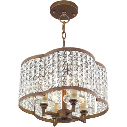 4 Light Palacial Bronze with Gilded Accents Mini Chandelier/Flush Mount with Clear Crystals Shade-Lighting LumensChandeliers