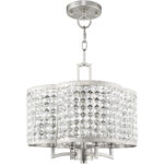 4 Light Brushed Nickel Mini Chandelier/Ceiling Light fixture with Clear Crystals Shade-Lighting LumensChandeliers