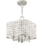 4 Light Brushed Nickel Mini Chandelier/Ceiling Light fixture with Clear Crystals Shade-Lighting LumensChandeliers