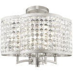 4 Light Brushed Nickel Mini Chandelier/Ceiling Light fixture with Clear Crystals Shade-Lighting LumensChandeliers