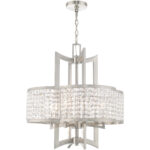 4 Light Brushed Nickel Chandelier with Clear Crystals Shade-Lighting LumensChandeliers