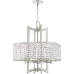 4 Light Brushed Nickel Chandelier with Clear Crystals Shade-Lighting LumensChandeliers