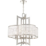 4 Light Brushed Nickel Chandelier with Clear Crystals Shade-Lighting LumensChandeliers