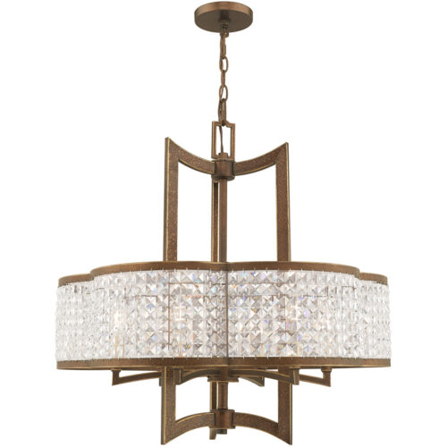 6 Light Palacial Bronze Chandelier with Clear Crystals Shade-Lighting LumensChandeliers