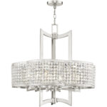 6 Light Brushed Nickel Chandelier with Clear Crystals Shade-Lighting LumensChandeliers