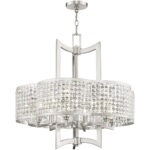 6 Light Brushed Nickel Chandelier with Clear Crystals Shade-Lighting LumensChandeliers