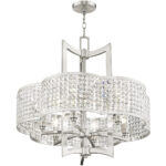 6 Light Brushed Nickel Chandelier with Clear Crystals Shade-Lighting LumensChandeliers