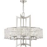 8 Light Brushed Nickel Chandelier with Clear Crystals Shade-Lighting LumensChandeliers