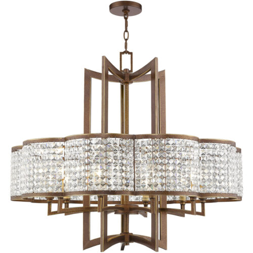 10 Light Palacial Bronze Chandelier with Clear Crystals Shade-Lighting LumensChandeliers