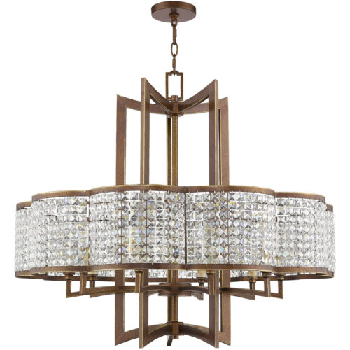 10 Light Palacial Bronze Chandelier with Clear Crystals Shade-Lighting LumensChandeliers