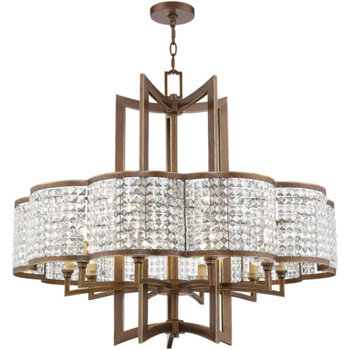 10 Light Palacial Bronze Chandelier with Clear Crystals Shade-Lighting LumensChandeliers