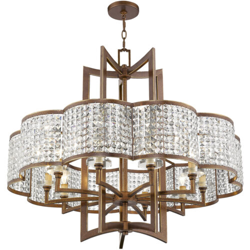 10 Light Palacial Bronze Chandelier with Clear Crystals Shade-Lighting LumensChandeliers