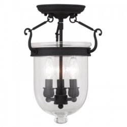 3 Light Black Ceiling Light fixture with Clear Glass Shade-Lighting LumensFlush Mount Ceiling Lights