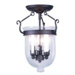 3 Light Bronze Ceiling Light fixture with Clear Glass Shade-Lighting LumensFlush Mount Ceiling Lights