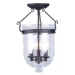 3 Light Bronze Ceiling Light fixture with Clear Glass Shade-Lighting LumensFlush Mount Ceiling Lights