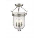 3 Light Brushed Nickel Ceiling Light fixture with Clear Glass Shade-Lighting LumensFlush Mount Ceiling Lights