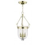 3 Light Polished Brass Chain Lantern with Clear Glass Shade-Lighting LumensLantern