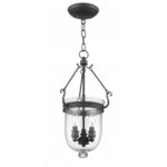 3 Light Bronze Chain Lantern with Clear Glass Shade-Lighting LumensLantern