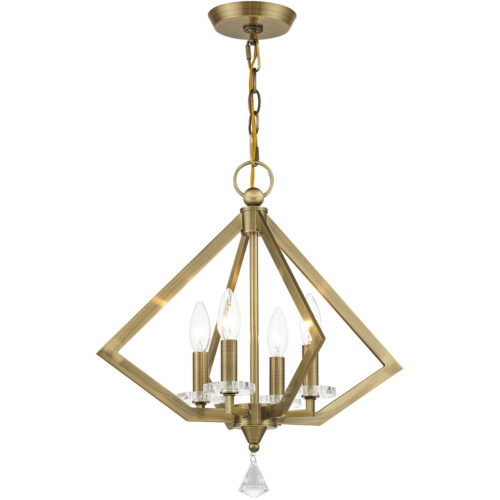 4 Light Antique Brass Chandelier with Steel base material-Lighting LumensChandeliers