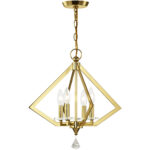 4 Light Polished Brass Mini Chandelier with Clear Crystal Accents Shade-Lighting LumensChandeliers