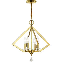 4 Light Polished Brass Mini Chandelier with Clear Crystal Accents Shade-Lighting LumensChandeliers