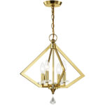 4 Light Polished Brass Mini Chandelier with Clear Crystal Accents Shade-Lighting LumensChandeliers