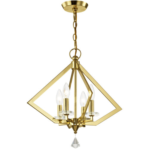 4 Light Polished Brass Mini Chandelier with Clear Crystal Accents Shade-Lighting LumensChandeliers