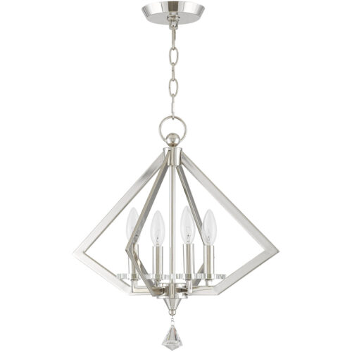 4 Light Polished Nickel Mini Chandelier with Steel base material-Lighting LumensChandeliers