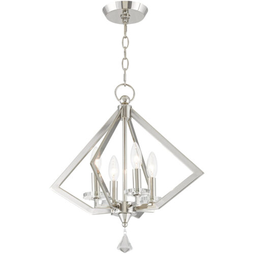 4 Light Polished Nickel Mini Chandelier with Steel base material-Lighting LumensChandeliers