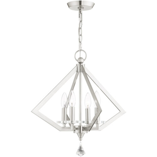 4 Light Brushed Nickel Chandelier with Steel base material-Lighting LumensChandeliers