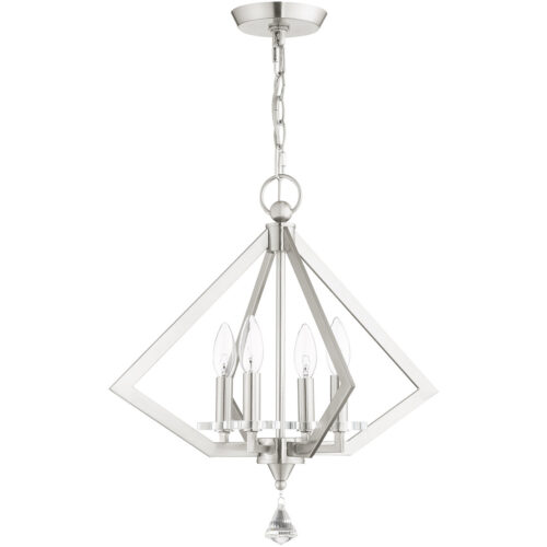 4 Light Brushed Nickel Chandelier with Steel base material-Lighting LumensChandeliers