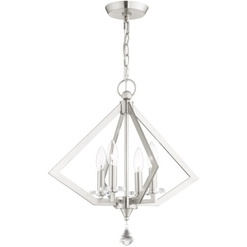 4 Light Brushed Nickel Chandelier with Steel base material-Lighting LumensChandeliers