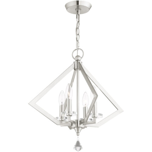 4 Light Brushed Nickel Chandelier with Steel base material-Lighting LumensChandeliers