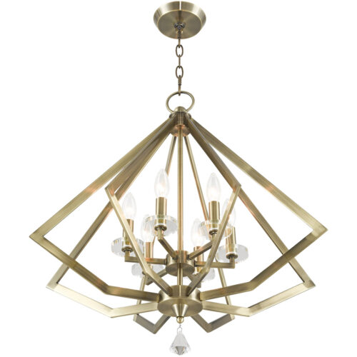 6 Light Antique Brass Chandelier with Steel base material-Lighting LumensChandeliers