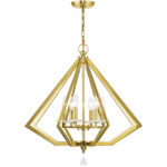 6 Light Polished Brass Chandelier with Clear Crystal Accents Shade-Lighting LumensChandeliers