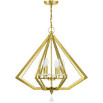 6 Light Polished Brass Chandelier with Clear Crystal Accents Shade-Lighting LumensChandeliers