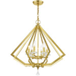 6 Light Polished Brass Chandelier with Clear Crystal Accents Shade-Lighting LumensChandeliers