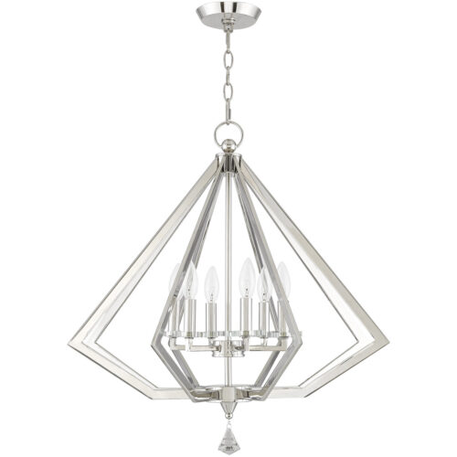 6 Light Polished Nickel Chandelier with Steel base material-Lighting LumensChandeliers