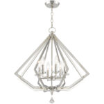 6 Light Polished Nickel Chandelier with Steel base material-Lighting LumensChandeliers