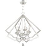 6 Light Polished Nickel Chandelier with Steel base material-Lighting LumensChandeliers