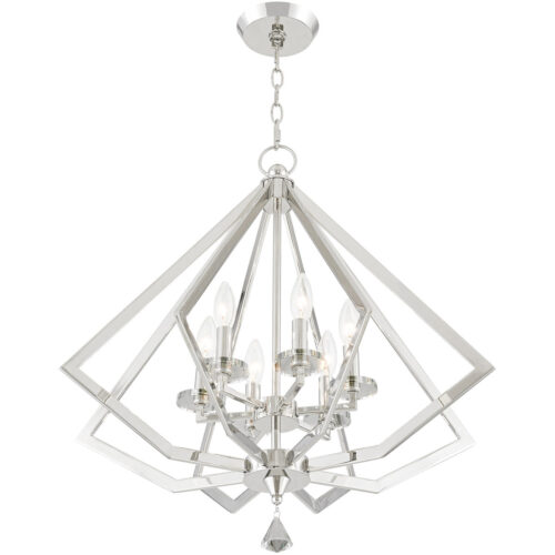 6 Light Polished Nickel Chandelier with Steel base material-Lighting LumensChandeliers