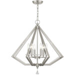 6 Light Brushed Nickel Chandelier with Steel base material-Lighting LumensChandeliers