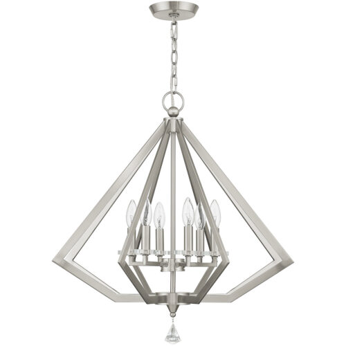 6 Light Brushed Nickel Chandelier with Steel base material-Lighting LumensChandeliers