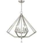 6 Light Brushed Nickel Chandelier with Steel base material-Lighting LumensChandeliers