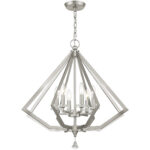 6 Light Brushed Nickel Chandelier with Steel base material-Lighting LumensChandeliers