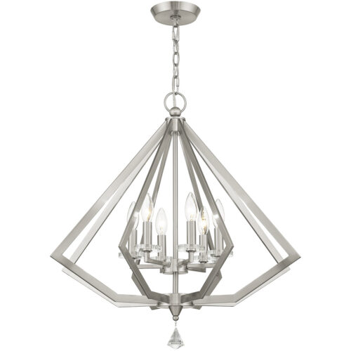 6 Light Brushed Nickel Chandelier with Steel base material-Lighting LumensChandeliers