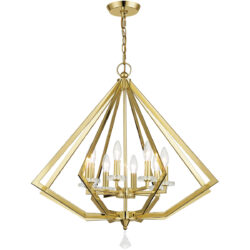 8 Light Polished Brass Chandelier with Clear Crystal Accents Shade-Lighting LumensChandeliers